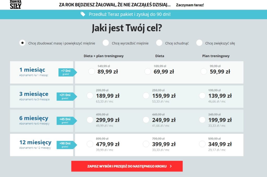 Fabryka siły dieta jak wygląda ?