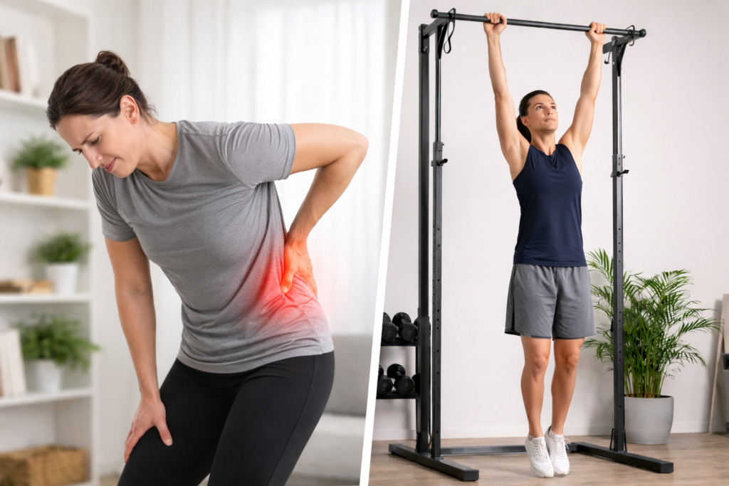Trakcja na drążku jako domowy sposób na ból pleców